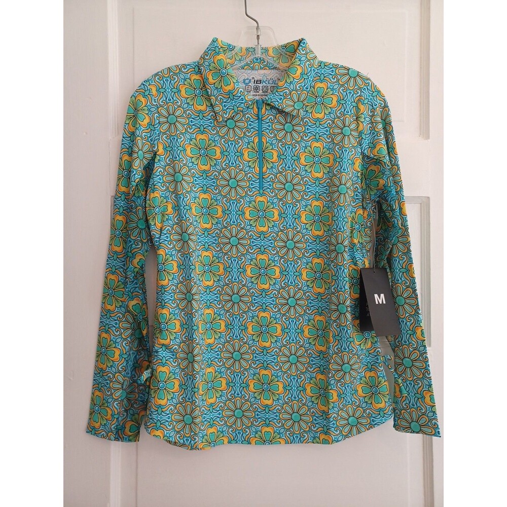 IBKUL new 1/4 zip polo adjustable top womens M UPF50 sun protection tennis golf